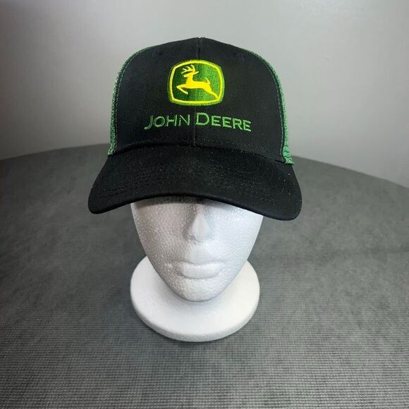 John Deere Tractors Hat Cap Black Green Adult Mesh Snapback Farm Agriculture - Picture 8 of 13